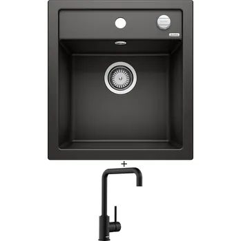 Granitový dřez Granitový dřez SET Blanco DALAGO 45 černá s excentrem 525869 + Blanco MILI černá matná 526665