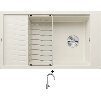 Granitový dřez Granitový dřez SET Blanco ELON XL 8 S bílá soft 527072 + odkapová mřížka + Blanco MIDA-S chrom 521454
