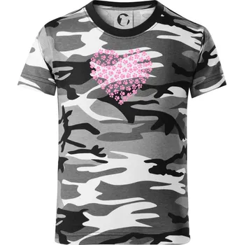 Chlapecké tričko Psí láska - Dětské maskáčové triko - 104-110cm / 3-4 roky ( Šedý maskáč )