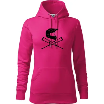 Dámská mikina Cross helma / berle - Mikina dámská Cape s kapucí - XL ( Purpurová )