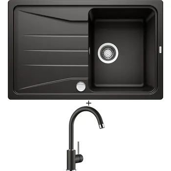 Granitový dřez Granitový dřez SET Blanco SONA 45 S černá s excentrem + Blanco MIDA černá 526145