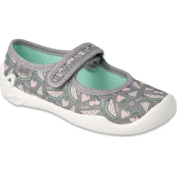 Dívčí baleríny Dívčí balerínky, domácí obuv Befado 114X512 - stříbrné, ovoce - 27