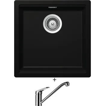 Granitový dřez Dřez pod desku SET Schock KIRUNA N-100 U Night + Schock COSMO 525001 chrom