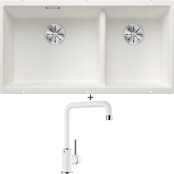 Granitový dřez Dřez pod desku SET Blanco SUBLINE 480/320-U bílá 523588 + Blanco MILI bílá 523107