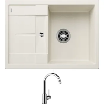 Kuchyňský dřez Granitový dřez SET Blanco METRA 45 S Compact bílá soft 527103 + Blanco MIDA chrom 517742