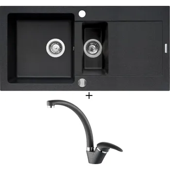 Granitový dřez SET Pyramis MIDO (100x50) 1 1/2B 1D černá + Pyramis OSSIA černá