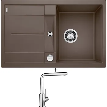 Granitový dřez Granitový dřez SET Blanco METRA 45 S kávová + excentrické ovládání + Blanco MILA chrom 519414