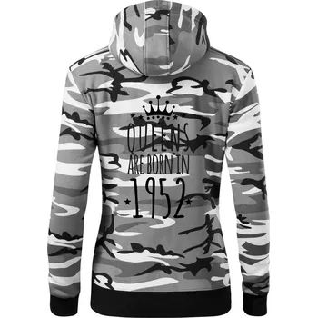 Dámská mikina Queens are born in 1952 - Dámská mikina trendy zipper s kapucí - 2XL ( Šedý maskáč )