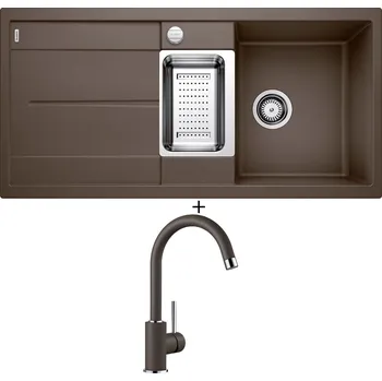 Granitový dřez SET Blanco METRA 6 S kávová s excentrem 515045 + Blanco MIDA kávová 519423