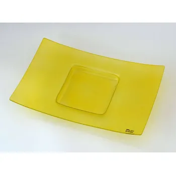 Svícen Skleněný svícen na svíčky i dekorace - Mísa 28 x 18 cm ŽLUTÝ