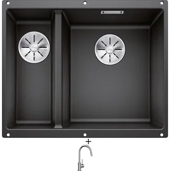 Granitový dřez Dřez pod desku SET Blanco SUBLINE 340/160 U antracit 523558 + Blanco MIDA-S chrom 521454