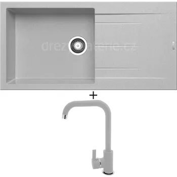 Granitový dřez Granitový dřez SET Pyramis ALAZIA (100x50) 1B 1D šedá + Pyramis SILVIO šedá