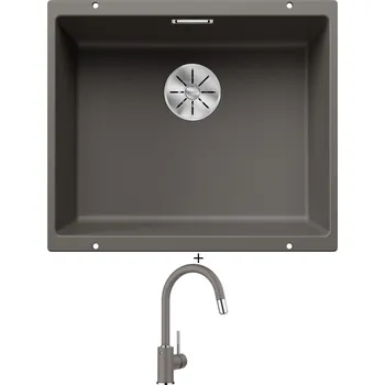 Granitový dřez Dřez pod desku SET Blanco SUBLINE 500 U šedá vulkán 527353 + Blanco MIDA-S šedá vulkán 526967
