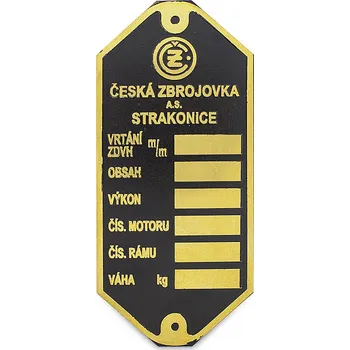 rám kola Štítek rámu předválečná ČZ - mosaz leptaný