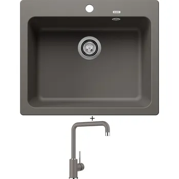 Kuchyňský dřez Granitový dřez SET Blanco NAYA 6 šedá vulkán 527311 + Blanco MILI šedá vulkán 527460