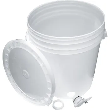 Stáčecí nádoba s víkem a výpustí plastová 35-40 kg bílá 36,5 x 36,5 x 45 cm