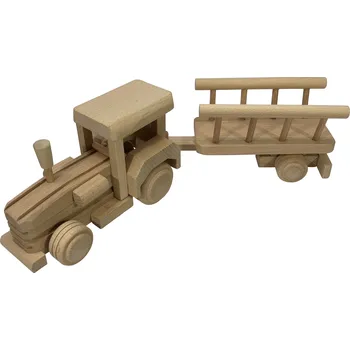 Dřevěná hračka Dřevotéka - Dřevěná hračka traktor s vlečkou Dřevěná hračka traktor s vlečkou