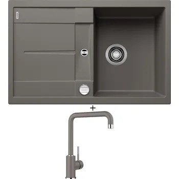 Granitový dřez Granitový dřez SET Blanco METRA 45 S šedá vulkán + excentrické ovládání + Blanco MILI šedá vulkán 527460