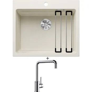 Granitový dřez Granitový dřez SET Blanco ETAGON 6 bílá soft 527076 + Blanco MILI chrom 519413