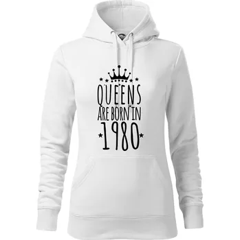 Dámská mikina Queens are born in 1980 - Mikina dámská Cape s kapucí - XS ( Bílá )