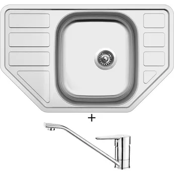 Kuchyňský dřez Nerezový dřez SET Sinks CORNO 770 V nerez matný + Deante CORIO BFC 060M chrom