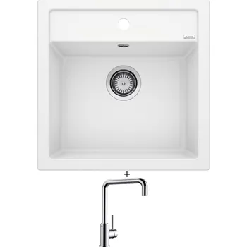 Kuchyňský dřez Granitový dřez SET Blanco DALAGO 5 bílá + Blanco MILI chrom 519413