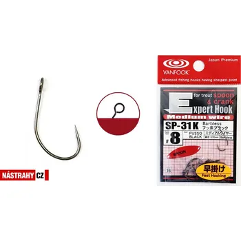 Rybářský háček Bezprotihrotý jednoháček VANFOOK SP-31K BL - Velikost 7, 16 ks