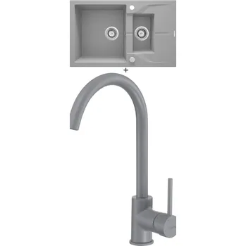 Granitový dřez Granitový dřez SET Deante ANDANTE ZQN S513 světle šedá + Deante MILIN S62M světle šedá