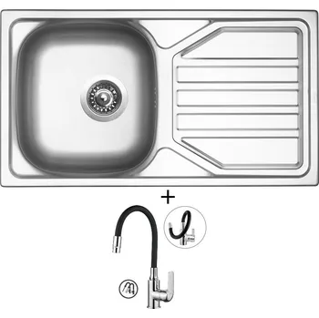 Kuchyňský dřez Nerezový dřez SET Sinks OKIO 780 V nerez leštěný + Kuchinox ELZA BKE 762D chrom/černá
