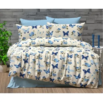 Povlečení Top textil Bavlněné povlečení Motýl modrý 140x200, 70x90cm