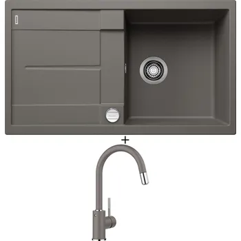 Granitový dřez Granitový dřez SET Blanco METRA 5 S šedá vulkán + excentrické ovládání + Blanco MIDA-S šedá vulkán 526967