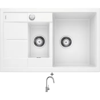 Granitový dřez Granitový dřez SET Blanco METRA 6 S Compact bílý s excentrem 513468 + Blanco MIDA-S chrom 521454