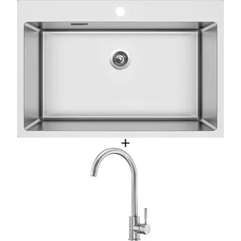 Nerezový dřez Nerezový dřez SET Sinks BLOCKER 760 V 1mm kartáčovaný + Deante LIMA BBM F62M nerez