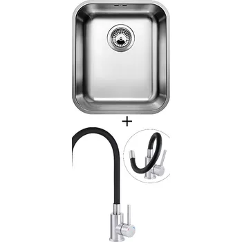 Dřez pod desku SET Blanco SUPRA 340-U nerez kartáčovaný 518199 + Deante NEO LUNO BOC B720 nerez