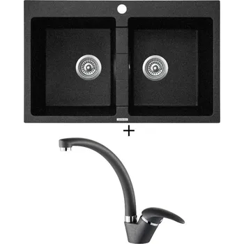 Granitový dřez Granitový dřez SET Pyramis SPARTA (78x50) 2B černá + Pyramis OSSIA černá