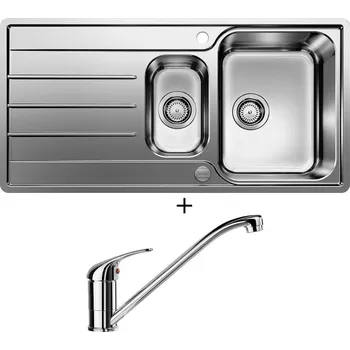 Nerezový dřez Nerezový dřez SET Blanco LEMIS 6 S-IF nerez kartáčovaný s excentrem 523033 + Blanco DARAS chrom 517720