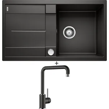 Granitový dřez Granitový dřez SET Blanco METRA 5 S černá + excentrické ovládání + Blanco MILI černá 526159