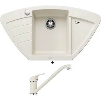 Granitový dřez Granitový dřez SET Blanco ZIA 9 E bílá soft + excentrické ovládání + Blanco DARAS bílá soft 526935