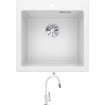 Granitový dřez Granitový dřez SET Blanco PLEON 5 bílá 521672 + Blanco MIDA-S bílá 521457