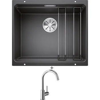 Granitový dřez Dřez pod desku SET Blanco ETAGON 500-U antracit 522227 + Blanco MIDA chrom 517742