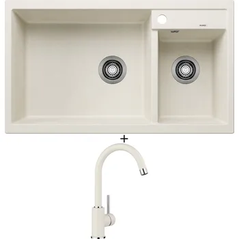 Granitový dřez Granitový dřez SET Blanco METRA 9 bílá soft 527121 + Blanco MIDA bílá soft 526966