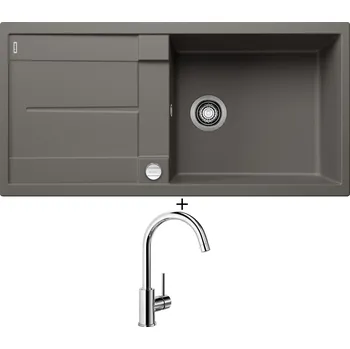 Granitový dřez Granitový dřez SET Blanco METRA XL 6 S šedá vulkán + excentrické ovládání + Blanco MIDA chrom 517742