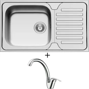 Kuchyňský dřez Nerezový dřez SET Pyramis DORIAN (86X50) 1B 1D nerez + Pyramis OSSIA chrom