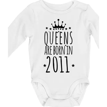 Queens are born in 2011 - Body kojenecké s dlouhým rukávem - Dlouhý r. 3-6 měs ( Bílá )