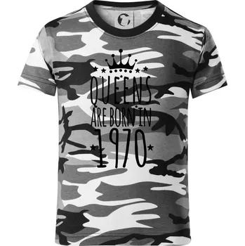 Chlapecké tričko Queens are born in 1970 - Dětské maskáčové triko - 146 cm/10 let ( Šedý maskáč )