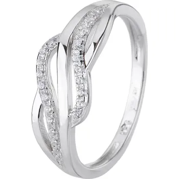 Souprava šperků Bealio BEALIO Stříbrný prsten ELEGANTNÍ VLNKY zirkon Velikost prstenu: 49 03-03822-2120