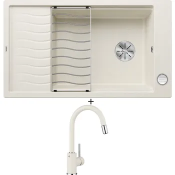 Granitový dřez Granitový dřez SET Blanco ELON XL 8 S bílá soft + excentrické ovládání + Blanco MIDA-S bílá soft 526968