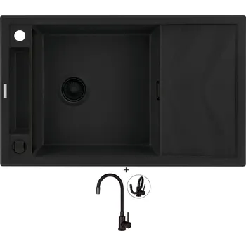 Granitový dřez Granitový dřez SET Deante MAGNETIC ZRM N113 černá matná + Deante NEO LUNO BOC N72M černá matná