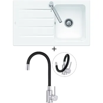 Keramický dřez Keramický dřez SET Villeroy &amp; Boch Architectura 860.0 keramika bílá + Deante NEO LUNO BOC B720 nerez