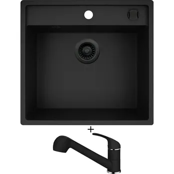 Granitový dřez SET Pyramis CAMEA (50x53) 1B černá edice + Pyramis FIDO černá matná